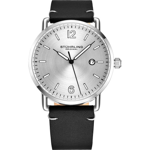 Original Men's Silver Case, Silver Dial, Black Leather Strap Watch