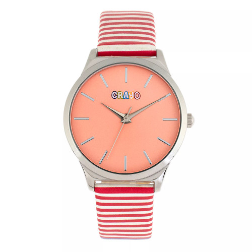 Aboard Unisex Red and White or Gray or Green or Purple or Black or Orange Leatherette Strap Watch, 40mm
