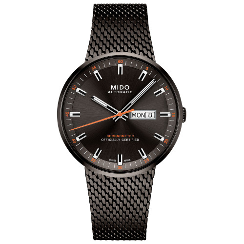 Men's Swiss Automatic Commander II Cosc Black PVD Stainless Steel Bracelet Watch 42mm