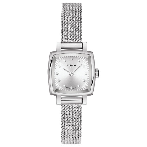 Women's Swiss T-Lady Lovely Diamond Accent Stainless Steel Mesh Bracelet Watch 20mm