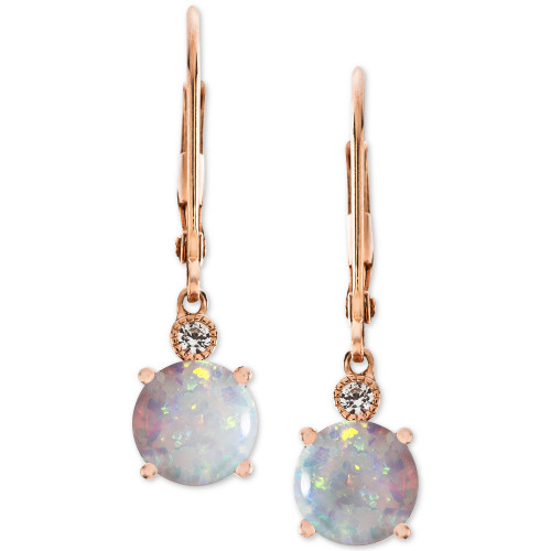 Lab-Created Opal (1-1/2 ct. t.w.) & White Sapphire Accent Drop Earrings in 14k Rose Gold-Plated Sterling Silver
