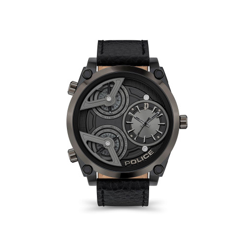 Men's Ferndale Black Leather Strap Watch, 51mm