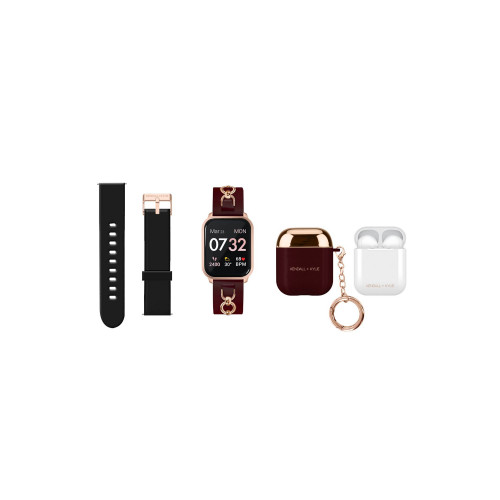 Unisex Burgundy Interchangeable Strap Smartwatch 34.3mm Gift Set