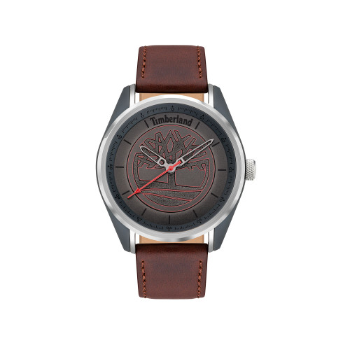 Men's Quartz Analog Brown Leather Strap Watch, 45mm