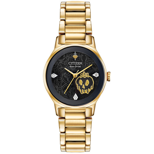 Evil Queen Diamond-Accent Gold-Tone Stainless Steel Bracelet Watch 28mm