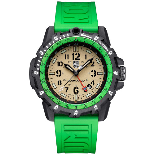 Men's Swiss Commando Raider Military GMT Green Rubber Strap Watch 46mm