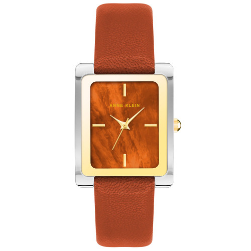 Women's Quartz Red Rust Genuine Leather Watch 28mm x 36mm
