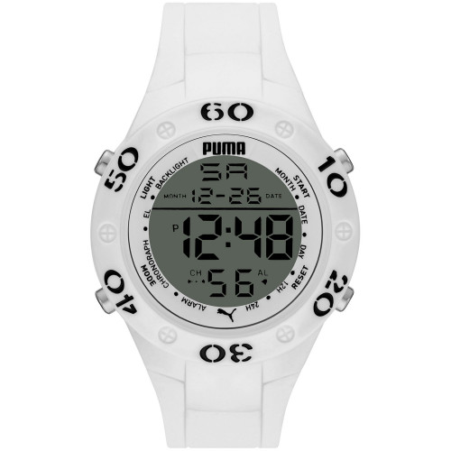 Women's Puma 8 Digital White Polyurethane Strap Watch 49mm