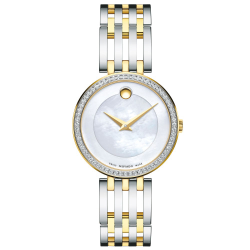Women's Swiss Esperanza Diamond (1/4 ct. t.w.) Two-Tone PVD Stainless Steel Bracelet Watch 28mm