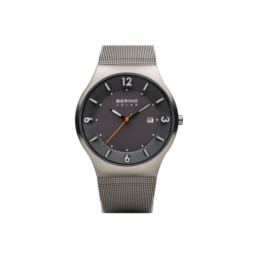 Men's Slim Solar Stainless Case and Mesh Watch