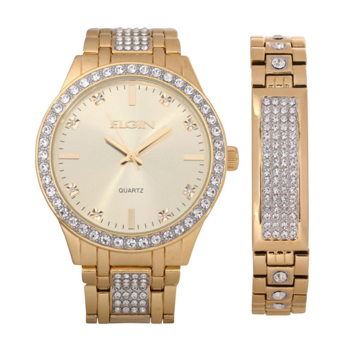 Men's Ipg Two-Tone Strap Watch and Matching Bracelet Set