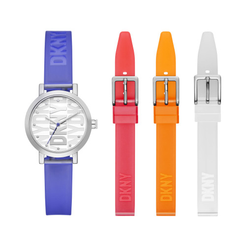 Women's Soho Three Hand Purple Polyurethane Watch and Strap Set 28mm, 4 Pieces