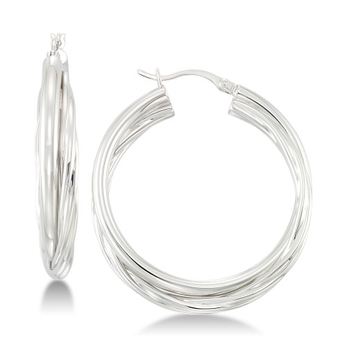 Double Twisted Hoop Earrings in Sterling Silver