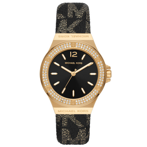 Women's Lennox Three-Hand Black Metallic Poly Vinyl Chloride Strap Watch 37mm