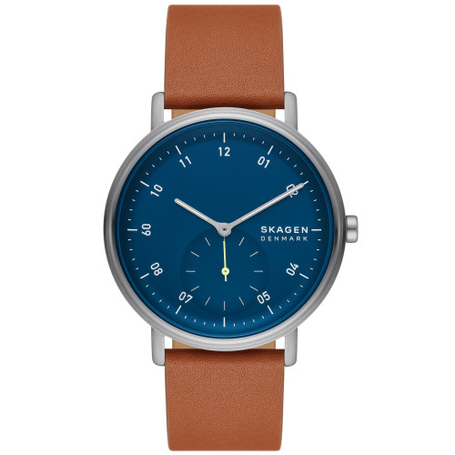 Men's Kuppel Quartz Three Hand Brown Leather Watch, 44mm