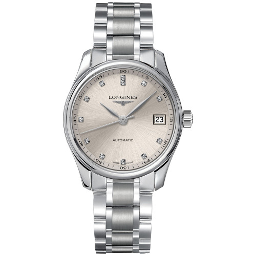 Women's Swiss Automatic Master Diamond (1/20 ct. t.w.) Stainless Steel Bracelet Watch 34mm