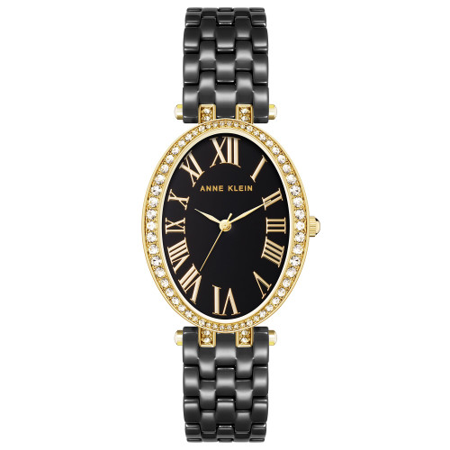 Women's Three-Hand Quartz Black Ceramic Bracelet Watch, 27mm