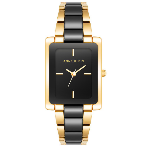 Women's Quartz Black Ceramic and Gold-Tone Alloy Bracelet Watch, 24mm x 31mm