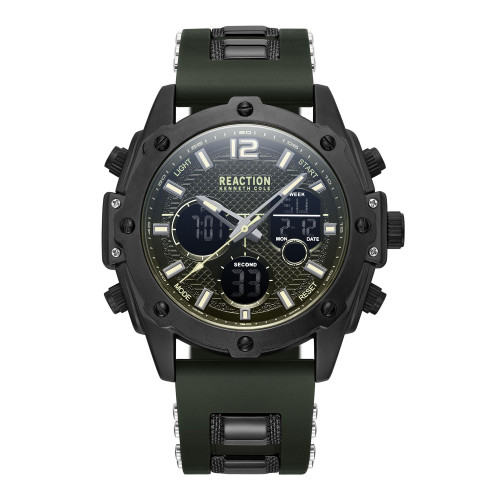 Men's Ana-digi Green Silicon Strap Watch, 43.5mm