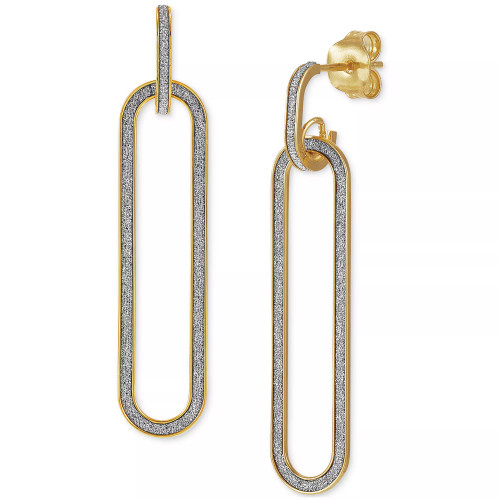 Glitter Paperclip Doorknocker Drop Earrings in 10k Gold, Created for Macy's