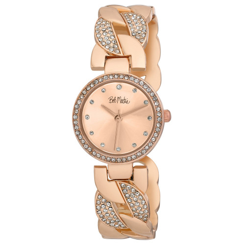 Unisex Interwoven Crystal Rose Gold-Tone Alloy Bangle Watch 26mm