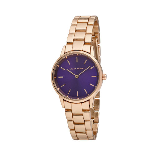 Women's Sunray Dial Rose Gold-Tone Alloy Matte and Shiny Link Bracelet Watch 32mm