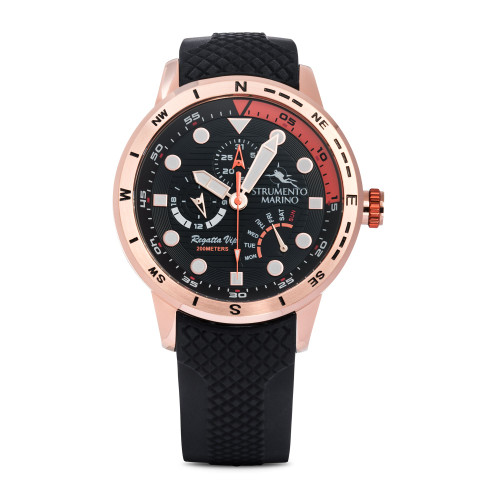 Men's Regatta VIP Day Retrograde Black Silicone Performance Timepiece Watch 46mm