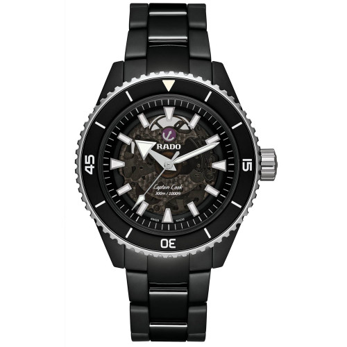 Men's Swiss Automatic Captain Cook Black High Tech Ceramic Bracelet Watch 43mm