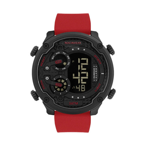 Men's Digital Red Silicone Strap Watch 52mm x 65mm