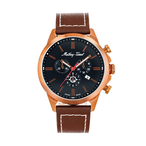Men's Field Scout Collection Chronograph Brown Genuine Leather Watch, 45mm