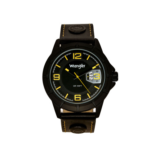 Men's Black Polyurethane Strap Watch, 48MM