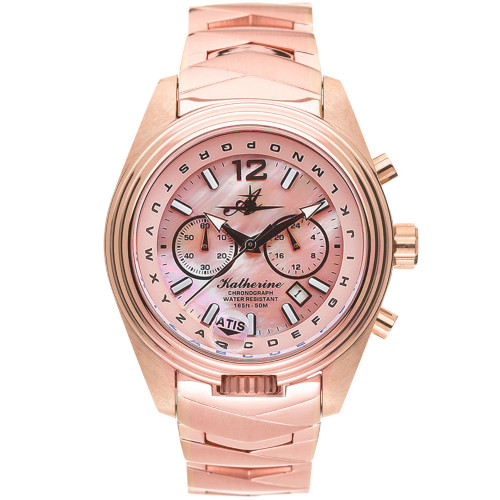Women's Katherine Chronograph Multifunctional Rose Gold-Tone Stainless Steel Bracelet Watch, 40mm