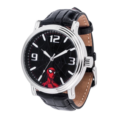Marvel Spider-Man Men's Silver Tone Alloy Vintage Inspired Watch 44mm