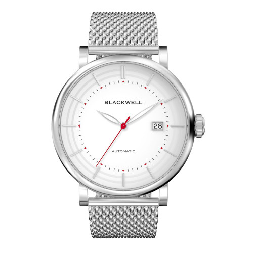 Silver Tone Dial with Silver Tone Steel and Silver Tone Steel Mesh Watch 44 mm