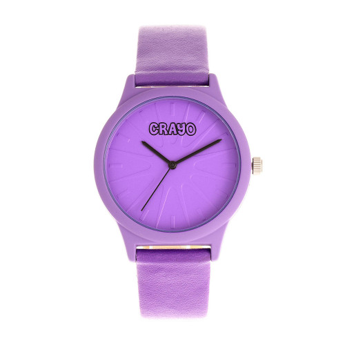 Unisex Splat Purple Leatherette Strap Watch 38mm