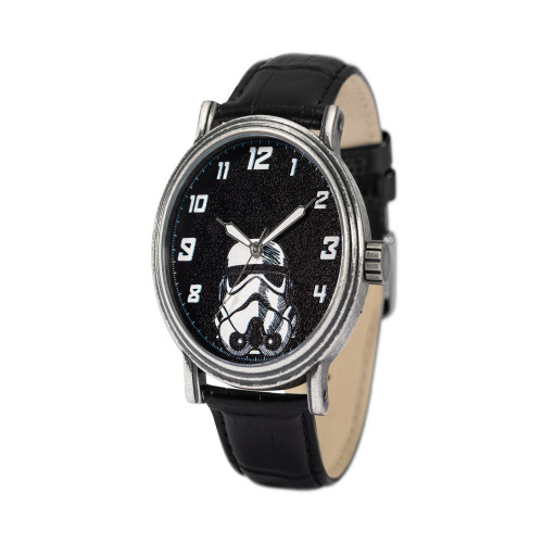 Men's Disney Star Wars Antique-Like Alloy Black Leather Strap Watch 44mm