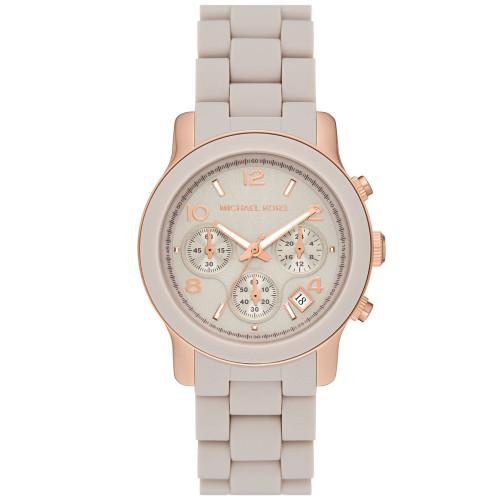 Women's Runway Quartz Chronograph Rose Gold-Tone Stainless Steel and Wheat Silicone Watch 38mm