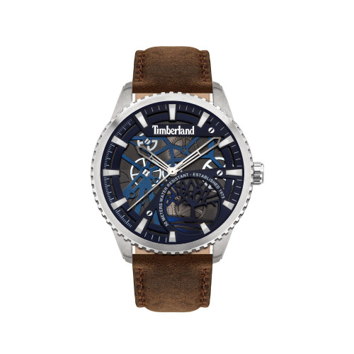 Mens 3 Hands Brown Genuine Leather Strap Watch 44mm