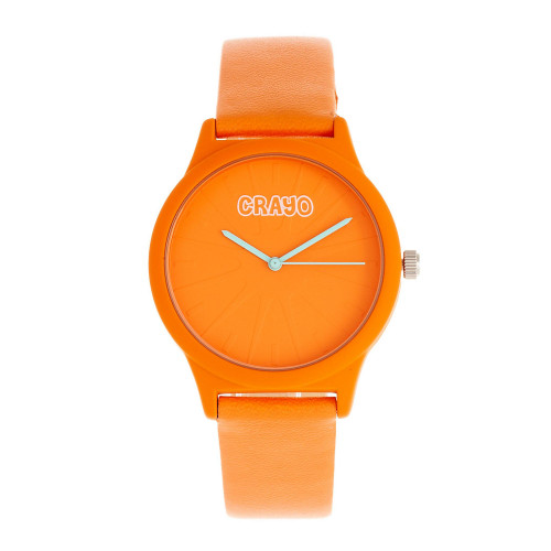 Unisex Splat Orange Leatherette Strap Watch 38mm
