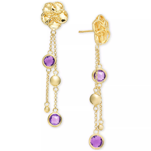 Swiss Blue Topaz Flower Dangle Drop Earrings (4 ct. t.w.) in 14k Gold-Plated Sterling Silver (Also in Citrine & Amethyst)
