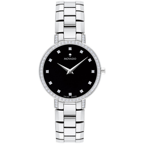 Women's Swiss Faceto Diamond (1/4 ct. t.w.) Stainless Steel Bracelet Watch 28mm
