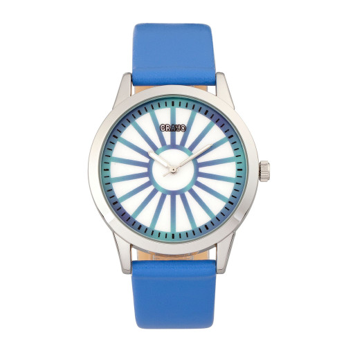 Unisex Electric Blue Leatherette Strap Watch 41mm
