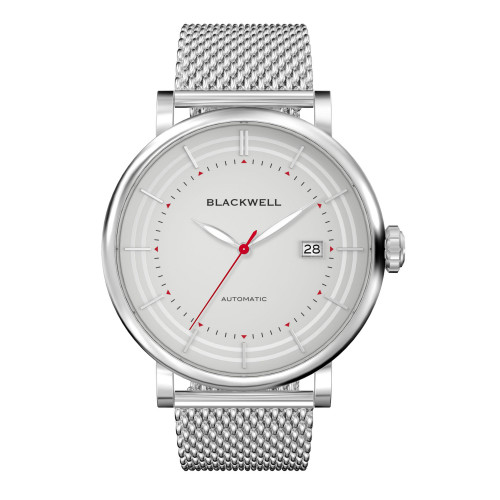 Gray Dial with Silver Tone Steel and Silver Tone Steel Mesh Watch 44 mm