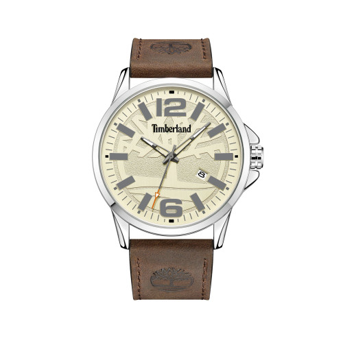Men's Bernardston Dark Brown Leather Strap Watch 45.5mm