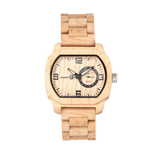 Scaly Wood Bracelet Watch W/Date Khaki 46Mm