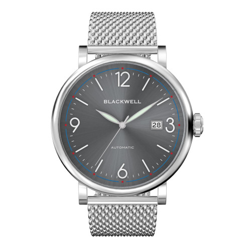 Sunray Gray Dial with Silver Tone Steel and Silver Tone Steel Mesh Watch 44 mm