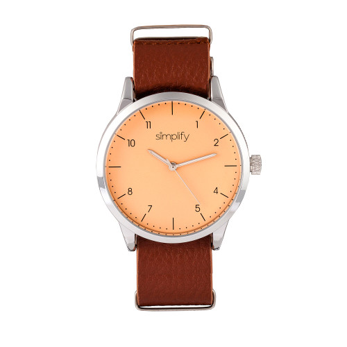 Quartz The 5600 Nude Dial, Genuine Light Brown Leather Watch 40mm