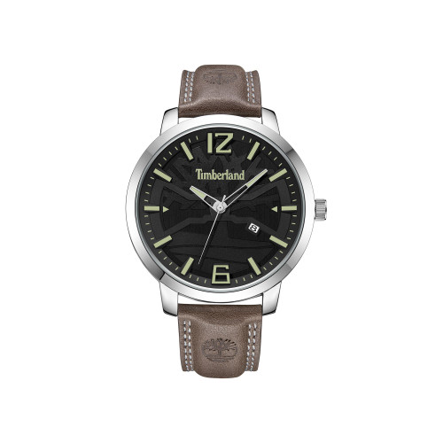 Men's Clarksville Dark Brown Leather Strap Watch 48mm