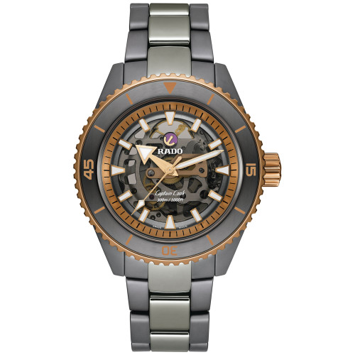 Men's Swiss Automatic Captain Cook Skeleton Gray High-Tech Ceramic & Titanium Bracelet Watch 43mm