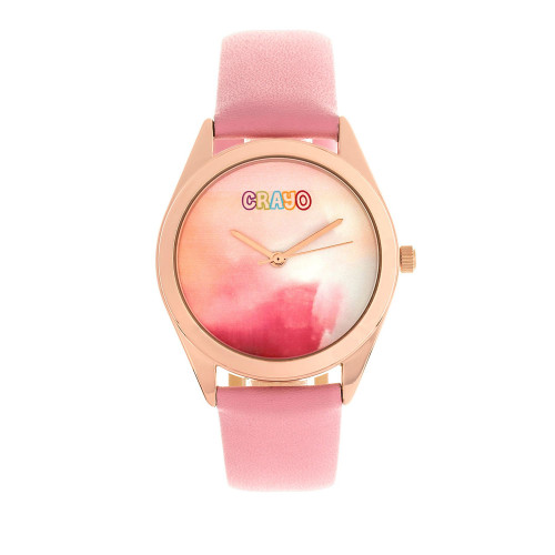 Unisex Graffiti Light Pink Leatherette Strap Watch 35mm